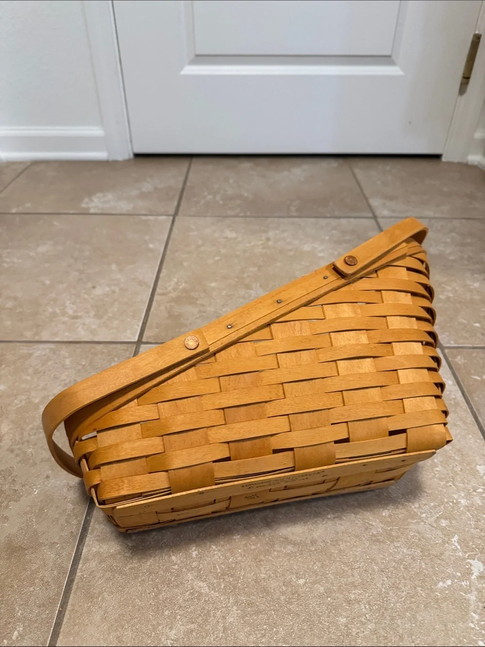 Longaberger Handwoven Natural Brown asymmetrical Woven Basket